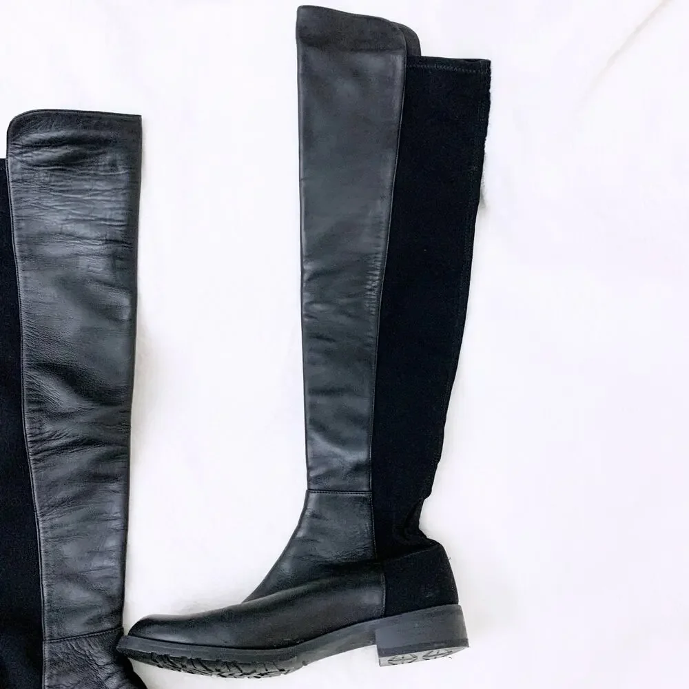 STUART WEITZMAN 5050 leather and stretch knee boots